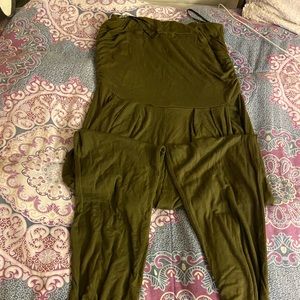 Olive green strapless jumpsuit